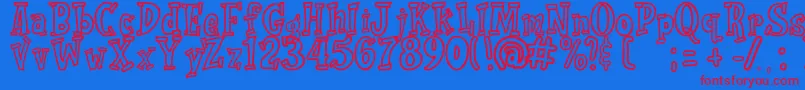 Rolade outline Font – Red Fonts on Blue Background