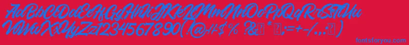 Roland-Schriftart – Blaue Schriften auf rotem Hintergrund