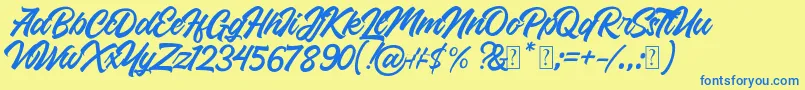 Roland-Schriftart – Blaue Schriften auf gelbem Hintergrund