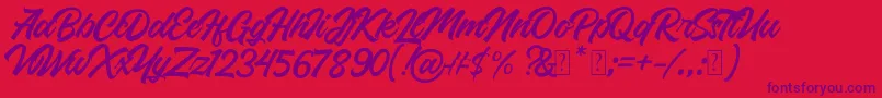 Czcionka Roland – fioletowe czcionki na czerwonym tle