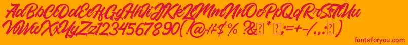 Roland-Schriftart – Rote Schriften auf orangefarbenem Hintergrund