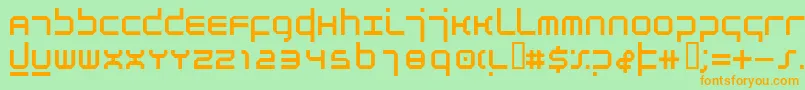 フォントAtmosphereRegular – オレンジの文字が緑の背景にあります。