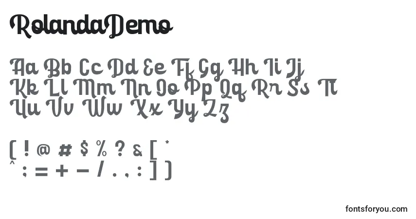 Шрифт RolandaDemo – алфавит, цифры, специальные символы