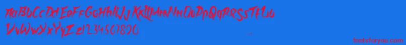 Rolingline Font – Red Fonts on Blue Background
