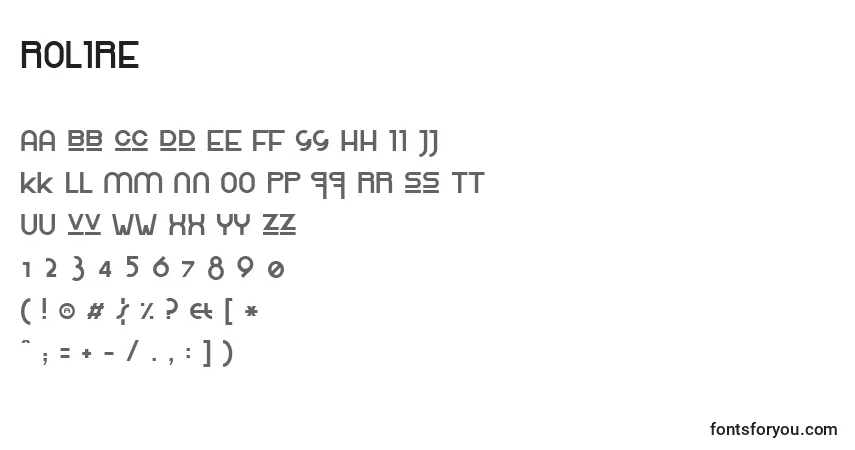 A fonte ROLIRE   (139042) – alfabeto, números, caracteres especiais