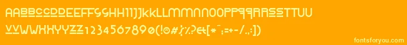ROLIRE  -Schriftart – Gelbe Schriften auf orangefarbenem Hintergrund