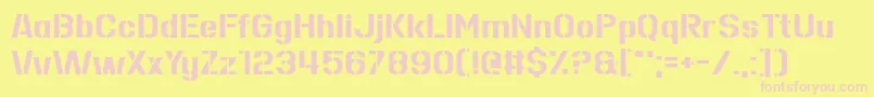 Roll Accurate Font – Pink Fonts on Yellow Background