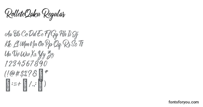 Czcionka RolleteQaku Regular – alfabet, cyfry, specjalne znaki