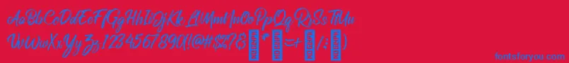 Шрифт RolleteQaku Regular – синие шрифты на красном фоне