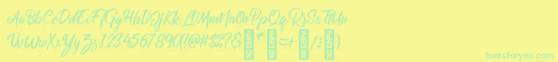 Czcionka RolleteQaku Regular – zielone czcionki na żółtym tle