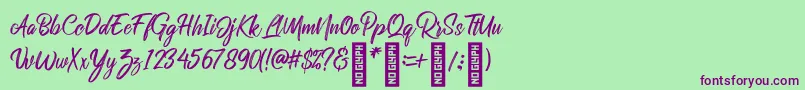 RolleteQaku Regular Font – Purple Fonts on Green Background