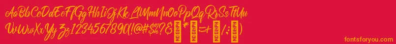 RolleteQaku Regular Font – Orange Fonts on Red Background