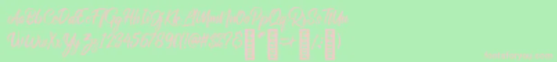 Fonte RolleteQaku Regular – fontes rosa em um fundo verde