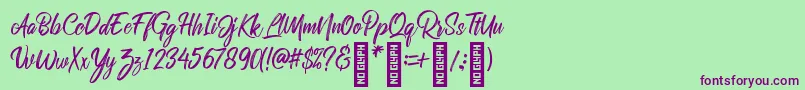 Police RolleteQaku Regular – polices violettes sur fond vert