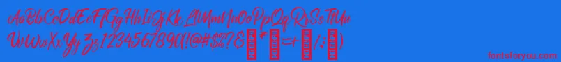 RolleteQaku Regular Font – Red Fonts on Blue Background