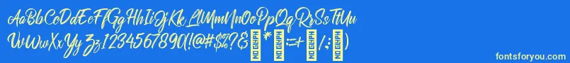 RolleteQaku Regular Font – Yellow Fonts on Blue Background