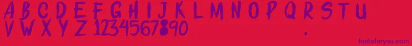 ROLLINGSTROKESDEMO-Schriftart – Violette Schriften auf rotem Hintergrund