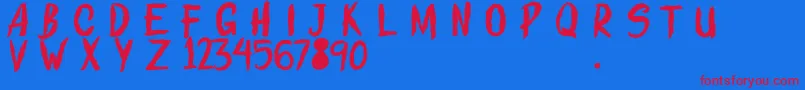 ROLLINGSTROKESDEMO-Schriftart – Rote Schriften auf blauem Hintergrund