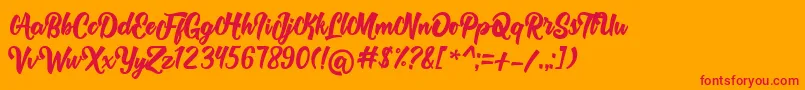 Rolyta   Demo-Schriftart – Rote Schriften auf orangefarbenem Hintergrund