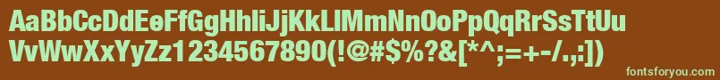 Heaveneticacond9Blksh-fontti – vihreät fontit ruskealla taustalla