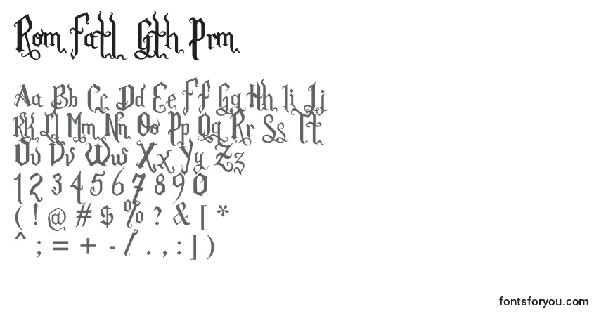 Czcionka Rom Fatl  Gth Prm – alfabet, cyfry, specjalne znaki