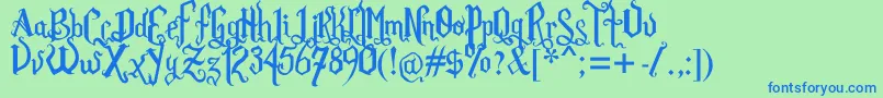 Rom Fatl  Gth Prm Font – Blue Fonts on Green Background