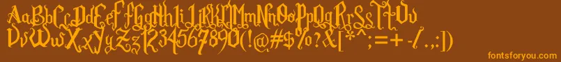 Rom Fatl  Gth Prm Font – Orange Fonts on Brown Background