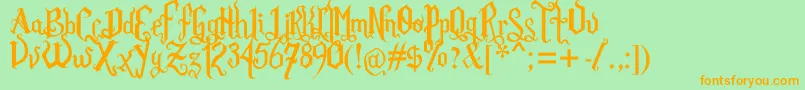 Rom Fatl  Gth Prm Font – Orange Fonts on Green Background