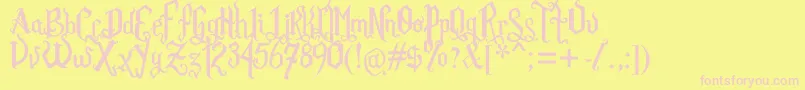 Rom Fatl  Gth Prm Font – Pink Fonts on Yellow Background