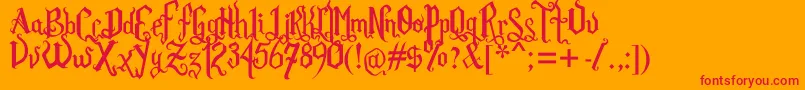 Rom Fatl  Gth Prm-Schriftart – Rote Schriften auf orangefarbenem Hintergrund