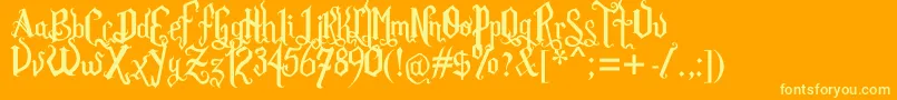 Rom Fatl  Gth Prm Font – Yellow Fonts on Orange Background
