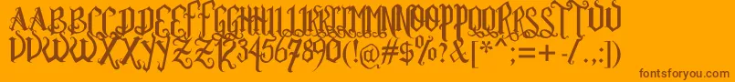 Rom Ftl  Gth Vrsl-Schriftart – Braune Schriften auf orangefarbenem Hintergrund