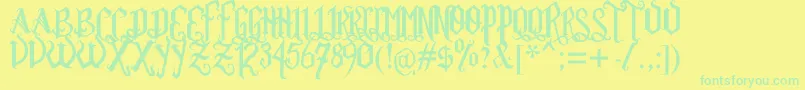 Rom Ftl  Gth Vrsl Font – Green Fonts on Yellow Background