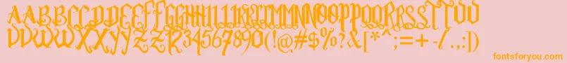 Rom Ftl  Gth Vrsl Font – Orange Fonts on Pink Background