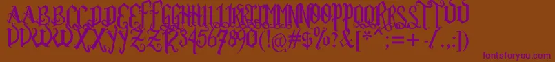 Rom Ftl  Gth Vrsl Font – Purple Fonts on Brown Background