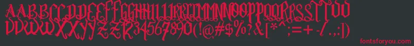 Rom Ftl  Gth Vrsl Font – Red Fonts on Black Background