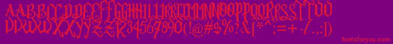 Rom Ftl  Gth Vrsl-Schriftart – Rote Schriften auf violettem Hintergrund