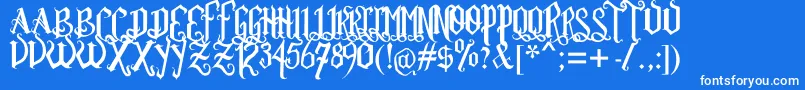 Rom Ftl  Gth Vrsl Font – White Fonts on Blue Background