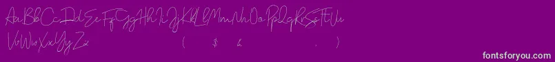 Romance Font Script-Schriftart – Grüne Schriften auf violettem Hintergrund
