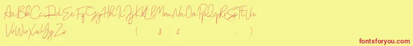 Czcionka Romance Font Script – czerwone czcionki na żółtym tle