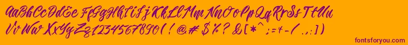 Romansa Font – Purple Fonts on Orange Background