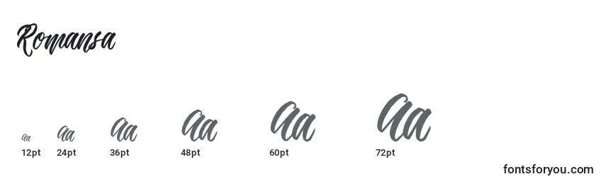 Romansa Font Sizes