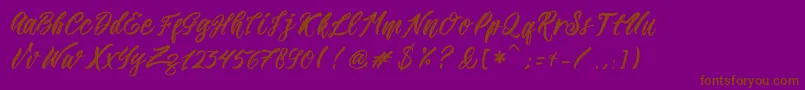 Romansa-Schriftart – Braune Schriften auf violettem Hintergrund