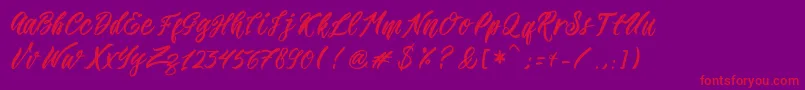 Romansa-Schriftart – Rote Schriften auf violettem Hintergrund