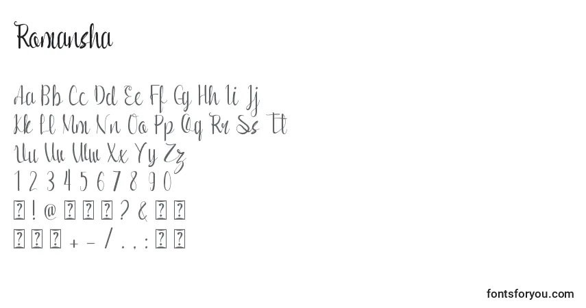 Schriftart Romansha – Alphabet, Zahlen, spezielle Symbole