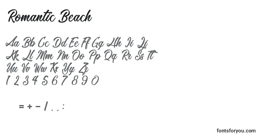 A fonte Romantic Beach – alfabeto, números, caracteres especiais
