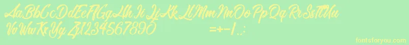 Romantic Beach Font – Yellow Fonts on Green Background