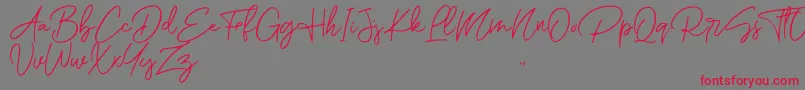 フォントRomantic Couple Script – 赤い文字の灰色の背景