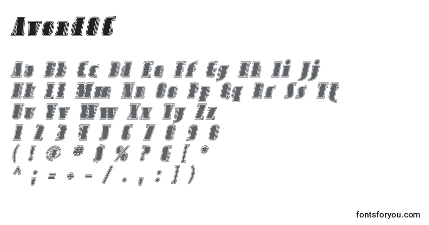Czcionka Avond06 – alfabet, cyfry, specjalne znaki