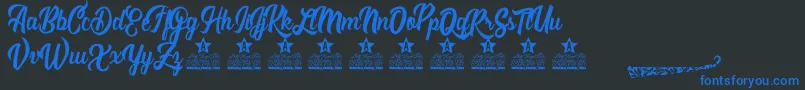 Romantica Personal Use Font – Blue Fonts on Black Background